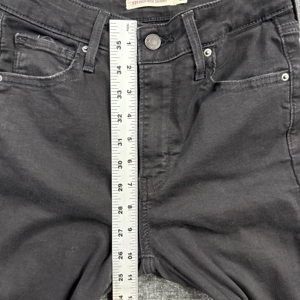 Levi's 721 High Rise Skinny Jeans Women's Size 26 Black Distressed Stretch - Picture 6 of 16